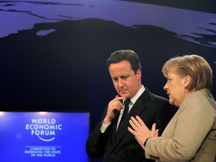 Cameron und Merkel besprechen immer wieder die großen Themen. Hier beim Weltwirtschaftsgipfel im Januar in Davos.