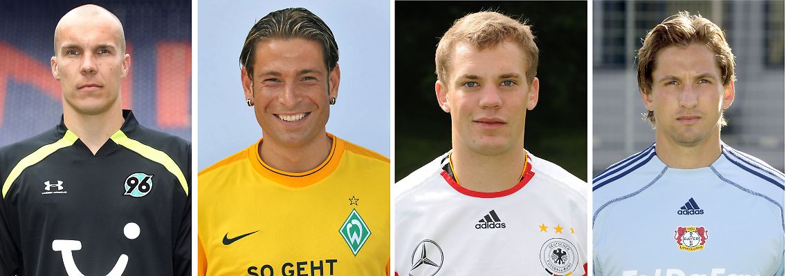 Fehlende Konsequenz oder Chancengleichheit? Robert Enke (v.l.), Tim Wiese, Manuel Neuer und Rene Adler sollen in diesem Jahr noch im DFB-Tor stehen dürfen.