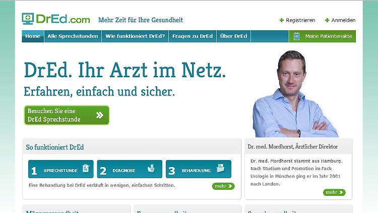 Dr. Mordhorst begrüßt die Patienten auf der neuen Internet-Plattform.