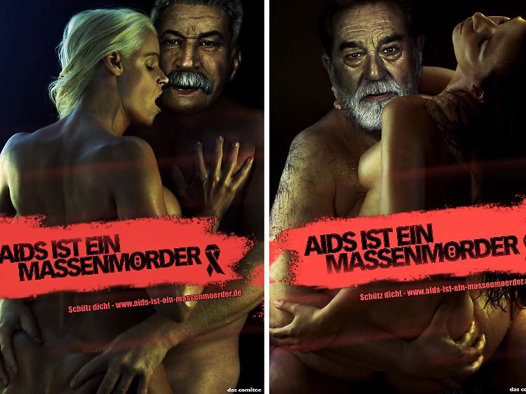 ... Josef Stalin (l) und Saddam Hussein beim Liebesakt - das soll abschrecken.