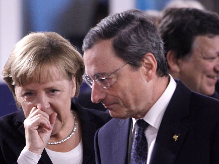 Merkel und Draghi: Tête-à-tête der Euro-Retter.