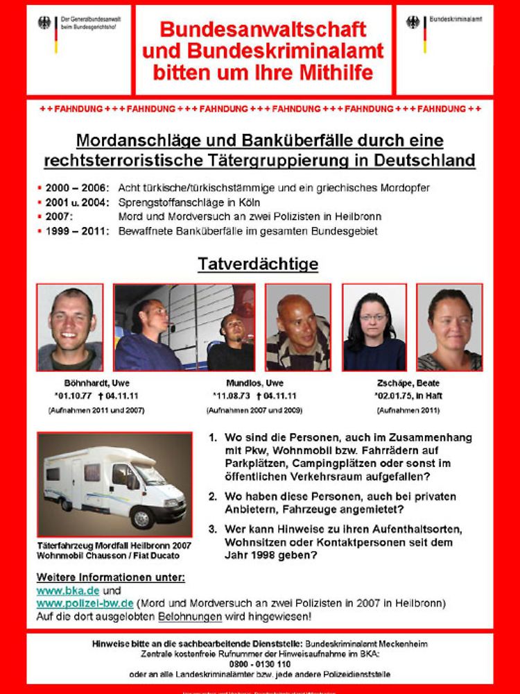 Das Fahndungsplakat des BKA. Bisher gibt es aus der Szene allerdings nur wenige Rückmeldungen.