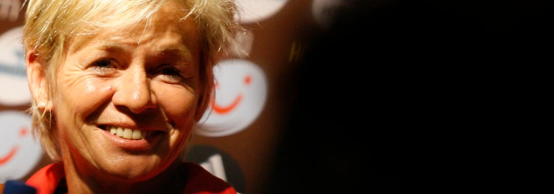 Eine gut gelaunte Silvia Neid schaut zuversichtlich auf das Finale am Donnerstag.