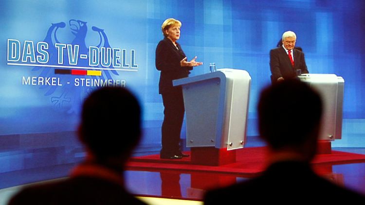 Oft auf einer Linie: Merkel und Steinmeier versuchen sich im TV-Duell.
