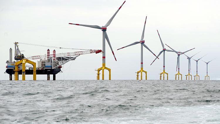 Windräder im Windpark Bard Offshore 1 in der Nordsee