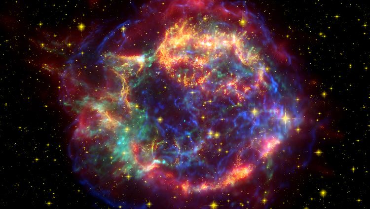Die Explosionswolke einer Supernova, die vor 300 Jahren am irdischen Himmel aufgeflammt ist - heute als Cassiopeia A bekannt.