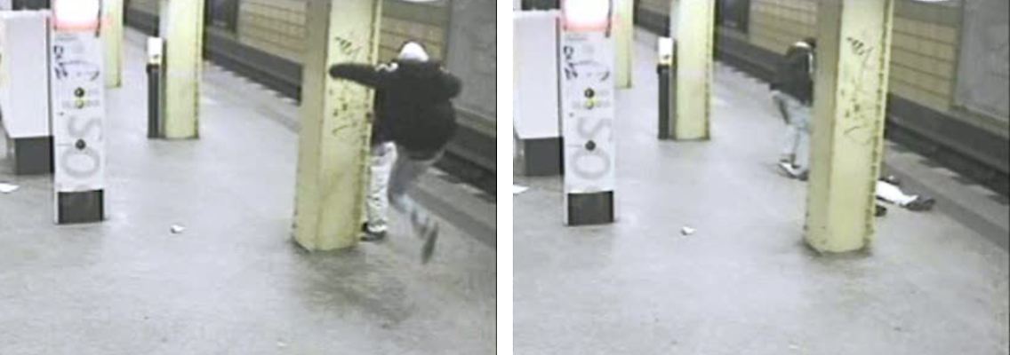Bilder einer Überwachungskamera im Berliner U-Bahnhof Lichtenberg.