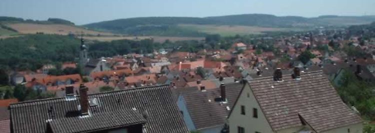 Blick vom Ölberg auf die Altstadt von Lauda.