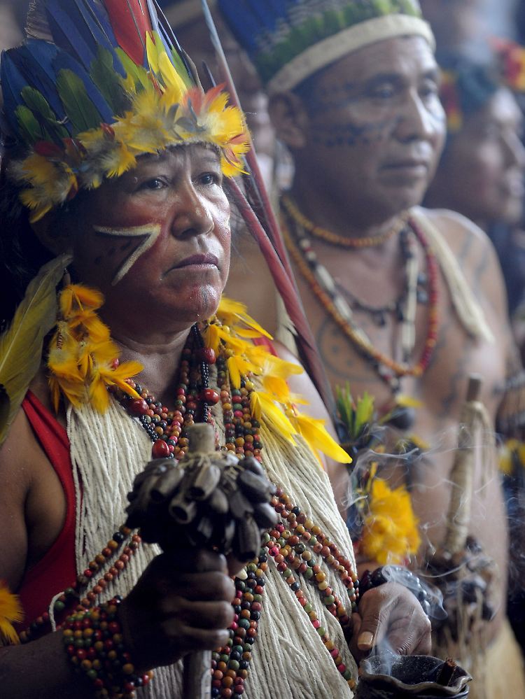 Brasilianische Indianer aus der Region Raposa Serra do Sol an der Grenze zu Venezuela.