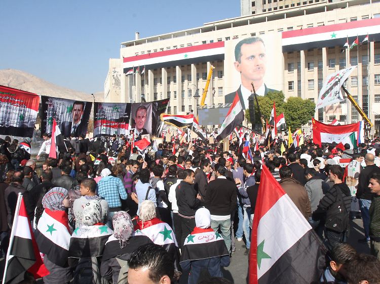 Eine Pro-Assad-Demonstration in Damaskus.