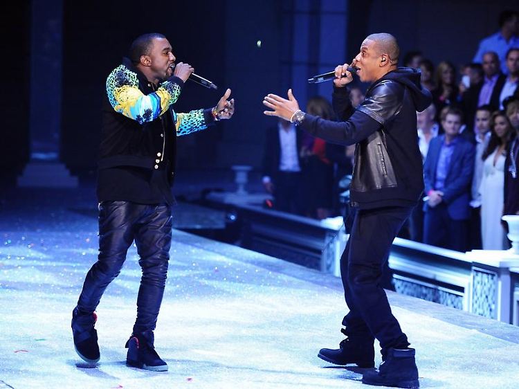 Kanye West (l) und Jay-Z bei einem gemeinsamen Auftritt.