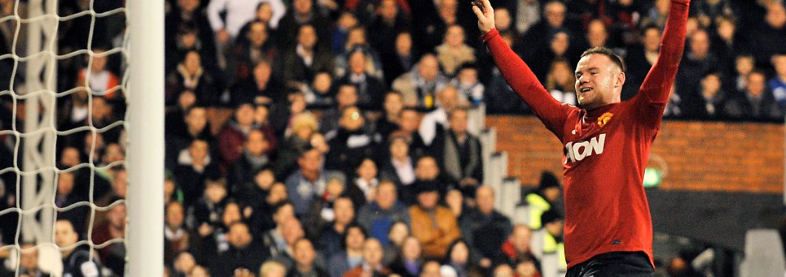 Da jubelt Wayne Rooney: Sein Kollege Nani hat soeben im Spiel beim FC Fulham das 2:0 für Manchester United erzielt.