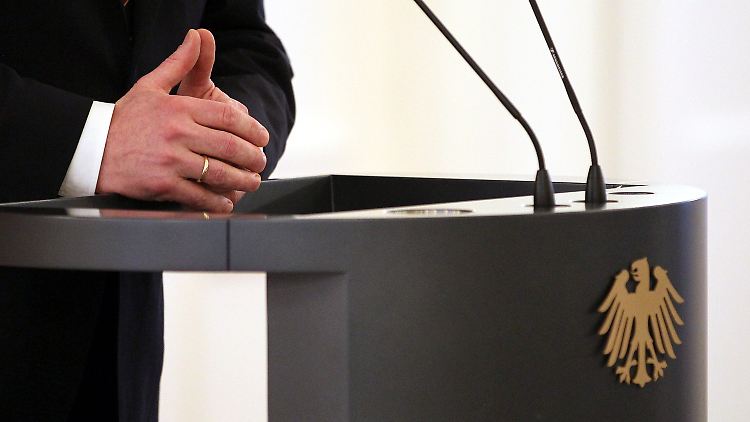 Wulff während seiner Ansprache.