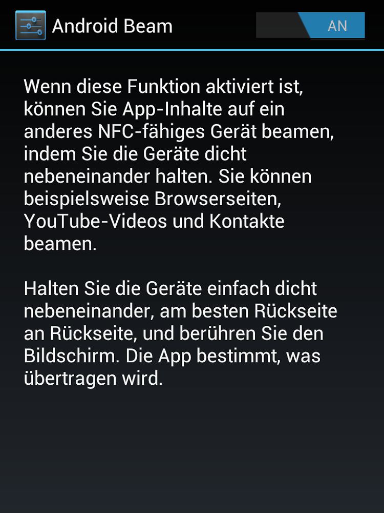 "Beam" ist eine der wenigen Anwendungen, die derzeit NFC-Chips unterstützen.