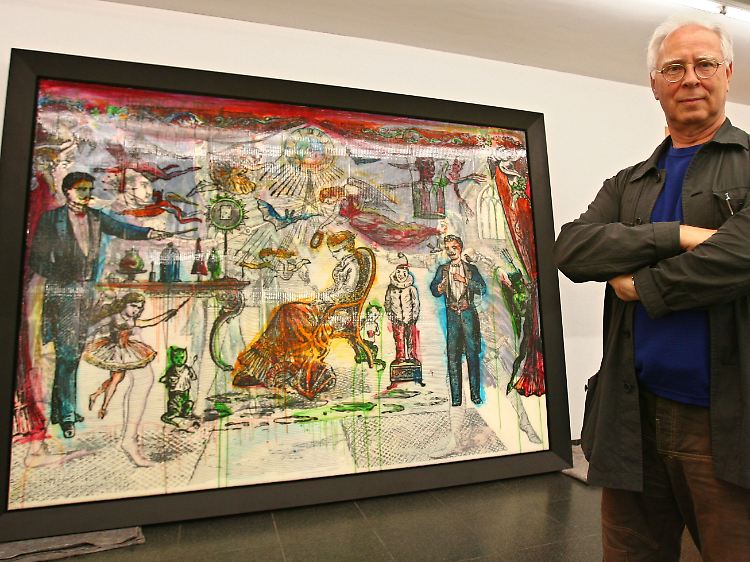 Polke im Juni 2007 im Museum für Gegenwartskunst in Siegen vor einem seiner Werke (ohne Titel).