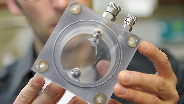 Eine noch leere Versuchs-Zelle im Institut für Ökologische und Nachhaltige Chemie der Technischen Universität in Braunschweig.