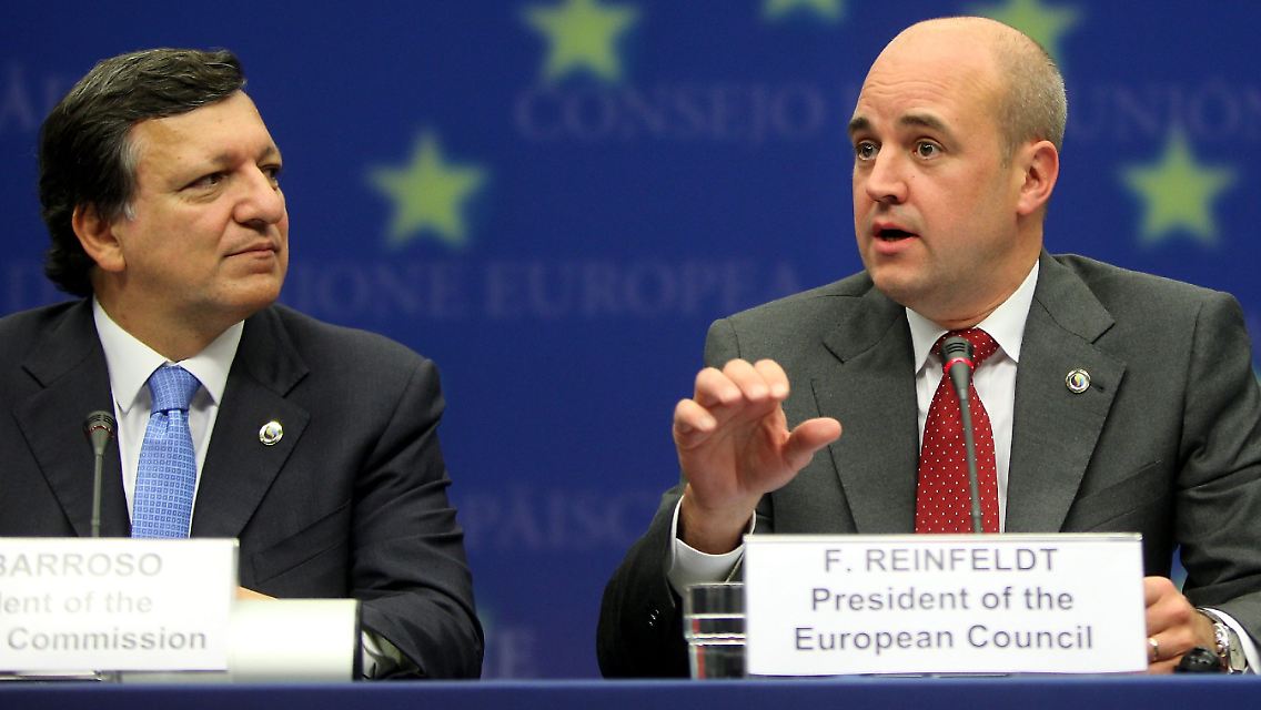 Einigung erreicht: EU-Kommissionspräsident Barroso und Ratspräsident Reinfeldt verkünden die Einigung.