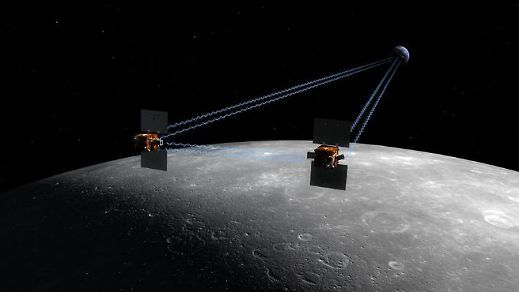 Eine Computeranimation der US-Zwillingssonde "Grail".