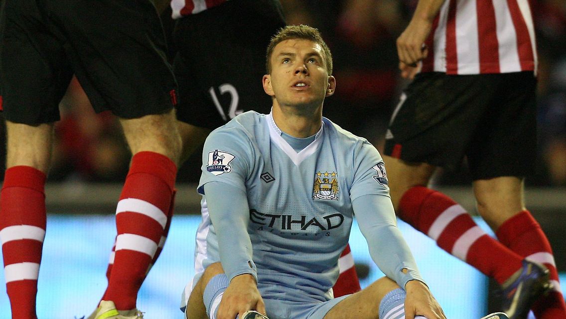 Pech im Spiel: Edin Dzeko, Manchester City.