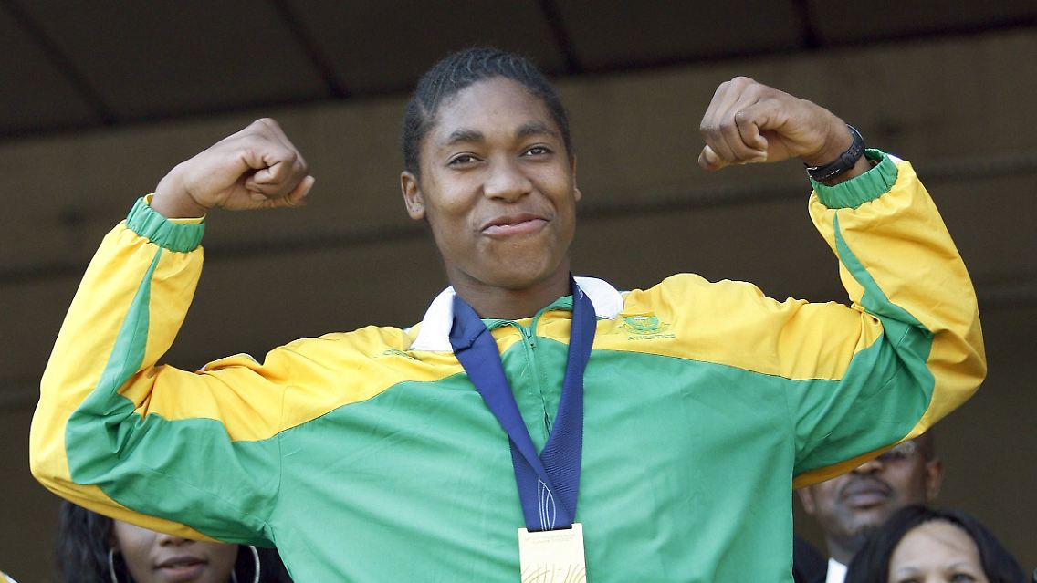 Caster Semenya beim Empfang zu ihren Ehren auf dem Johannesburger Flughafen.