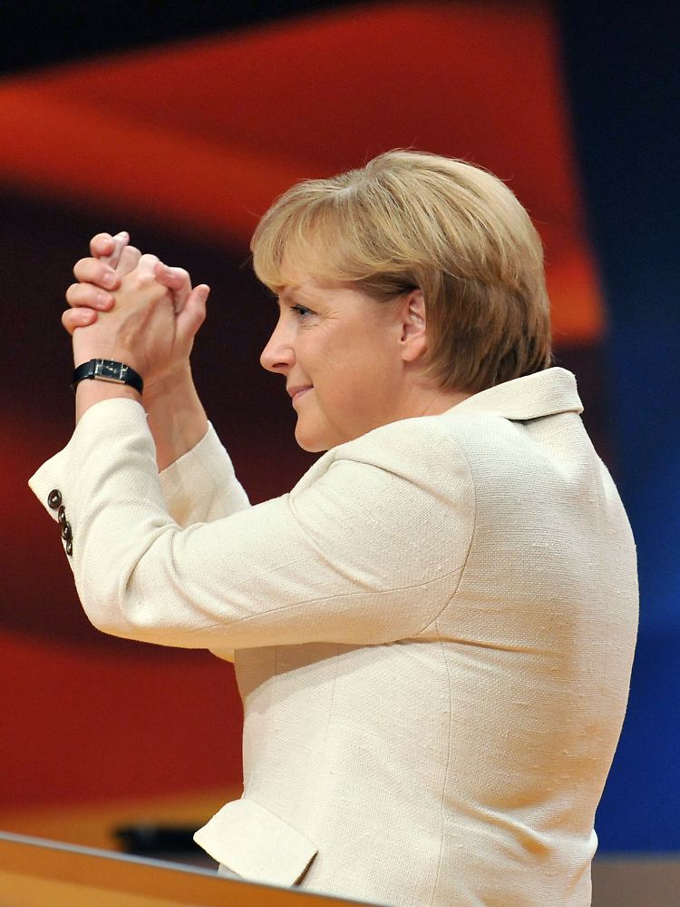 Die Pose für den 27. September? Kanzlerin Merkel beim Wahlkampfauftakt ihrer Partei in Düsseldorf.