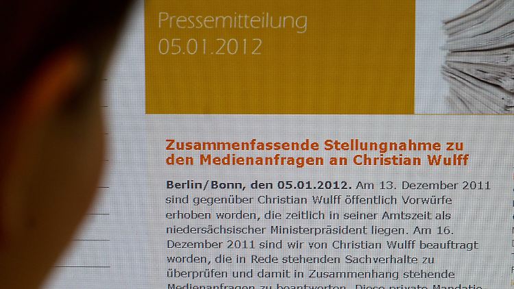 Wulff hat Teile seiner Pressearbeit an seine Anwälte übergeben.