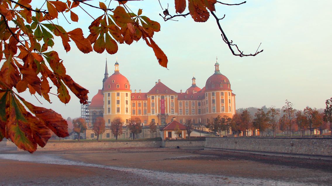 Schloss Moritzburg, das einstige Jagdschloss der Wettiner - hier wurde der beliebte Märchenfilm gedreht.