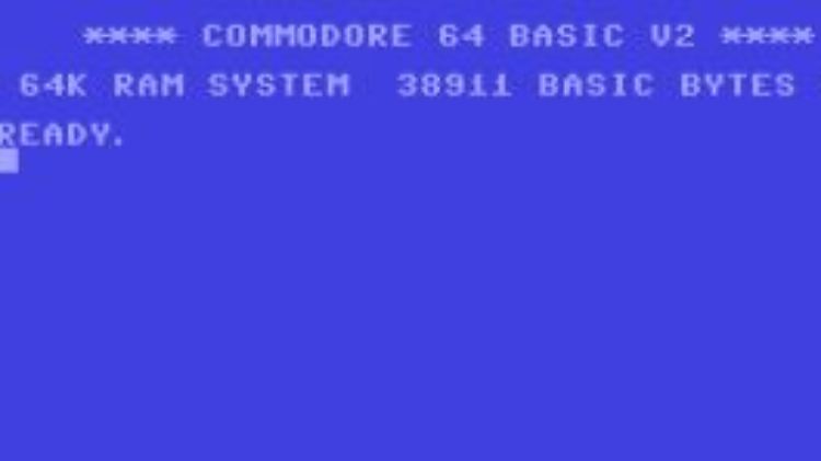 Der Startbildschirm beim Commodore 64.