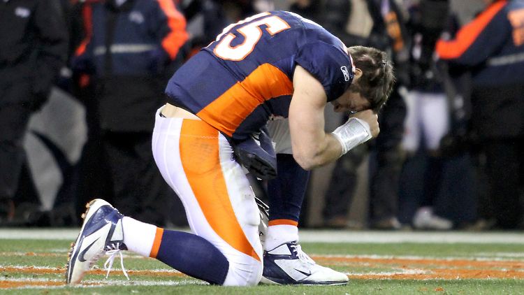 "Danke Gott": Denvers Quarterback Tim Tebow nach seinem entscheidenden Touchdown-Pass gegen die Pittsburgh Steelers.