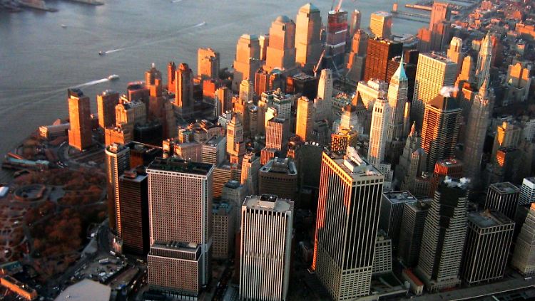Der Finanzdistrikt von New York in Lower Manhattan.