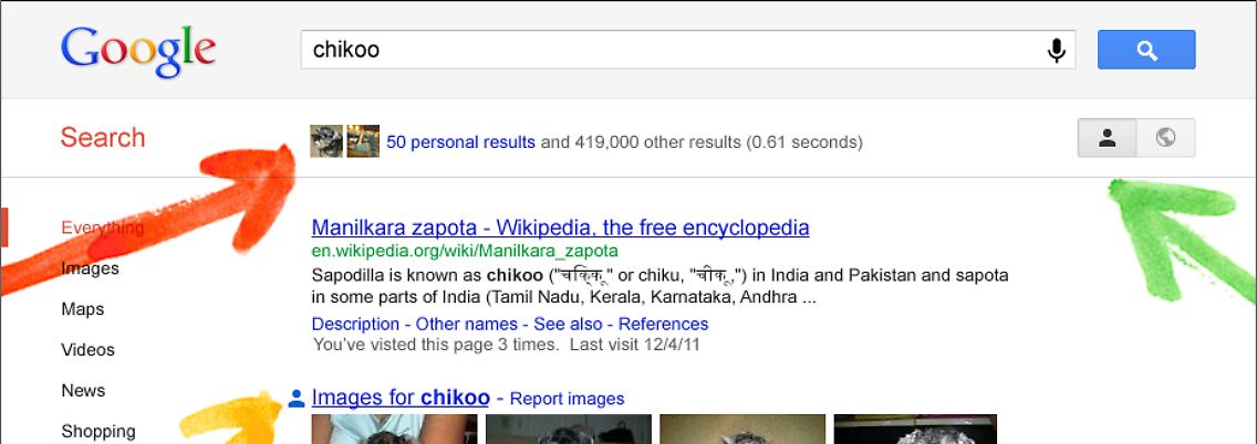 Private Inhalte in Ergebnislisten. (Screenshots: Google)