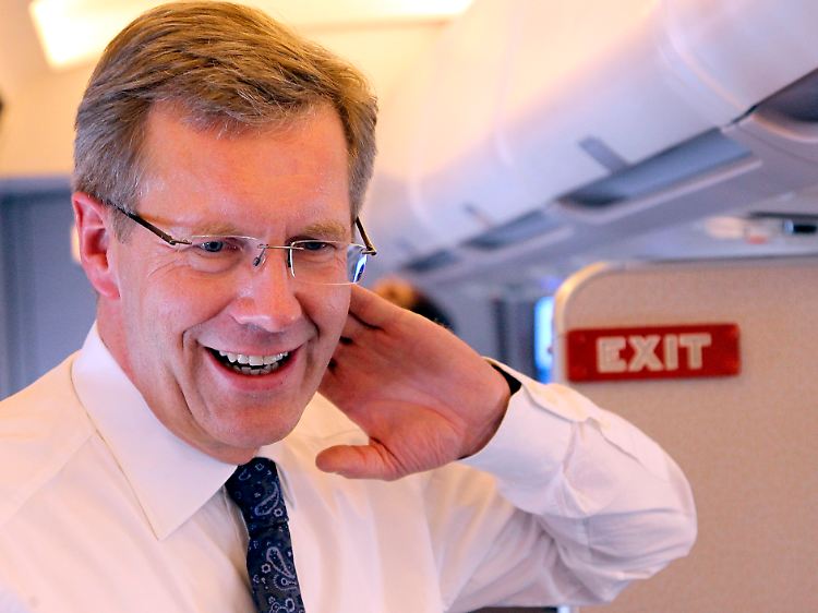 Christian Wulff im Oktober 2010 während eines Flugs von St.Petersburg nach Uljanowsk in Russland.