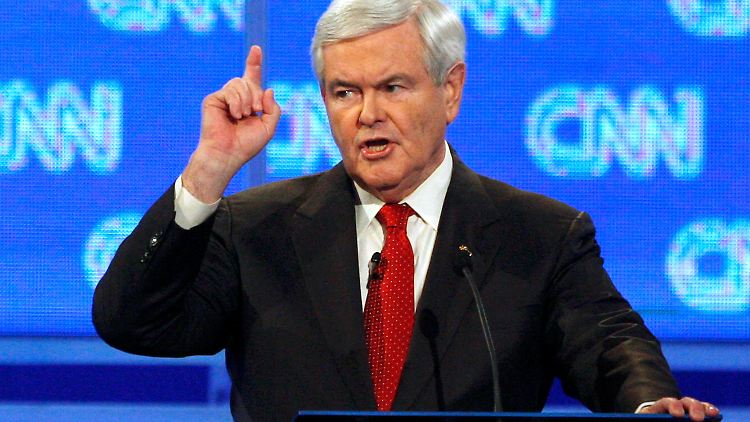 "Diese Geschichte ist falsch", behauptet Newt Gingrich, als er im Fernsehen auf die Aussagen seiner Ex-Frau angesprochen wird.
