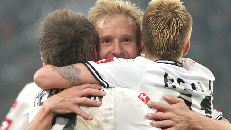 Gladbacher Glückseligkeit: Patrick Herrmann, Mike Hanke und Marco Reus.