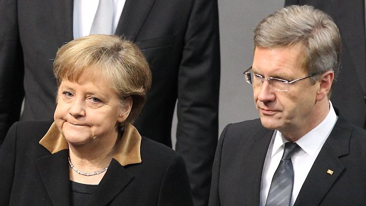 Merkel und Wulff am Freitag bei der Feier zum Holocaust-Gedenktag im Bundestag.