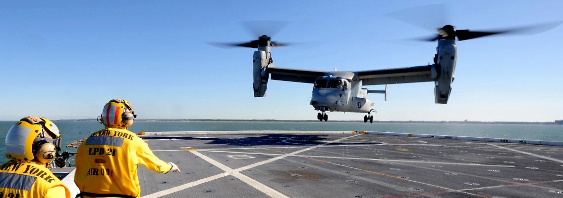 Beweglich wie ein Hubschrauber, schnell wie ein Flugzeug: Die MV-22 "Osprey".