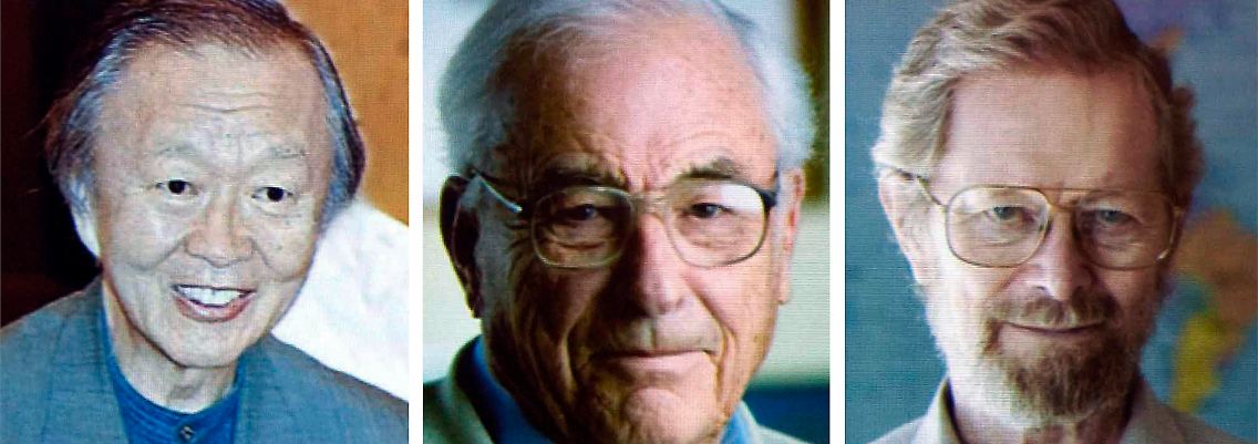 Charles Kao, Willard S. Boyle und George Smith (v.l.).