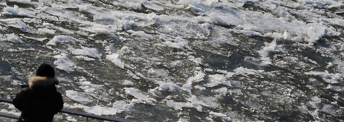 Eisschollen auf der Spree in Berlin