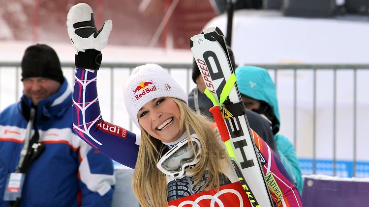 Lindsey Vonn freut sich über ihren 50. Weltcup-Sieg.