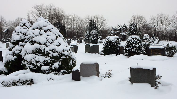 Letzte Ruhestätte: Der Schnee macht die Arbeit nicht leichter.