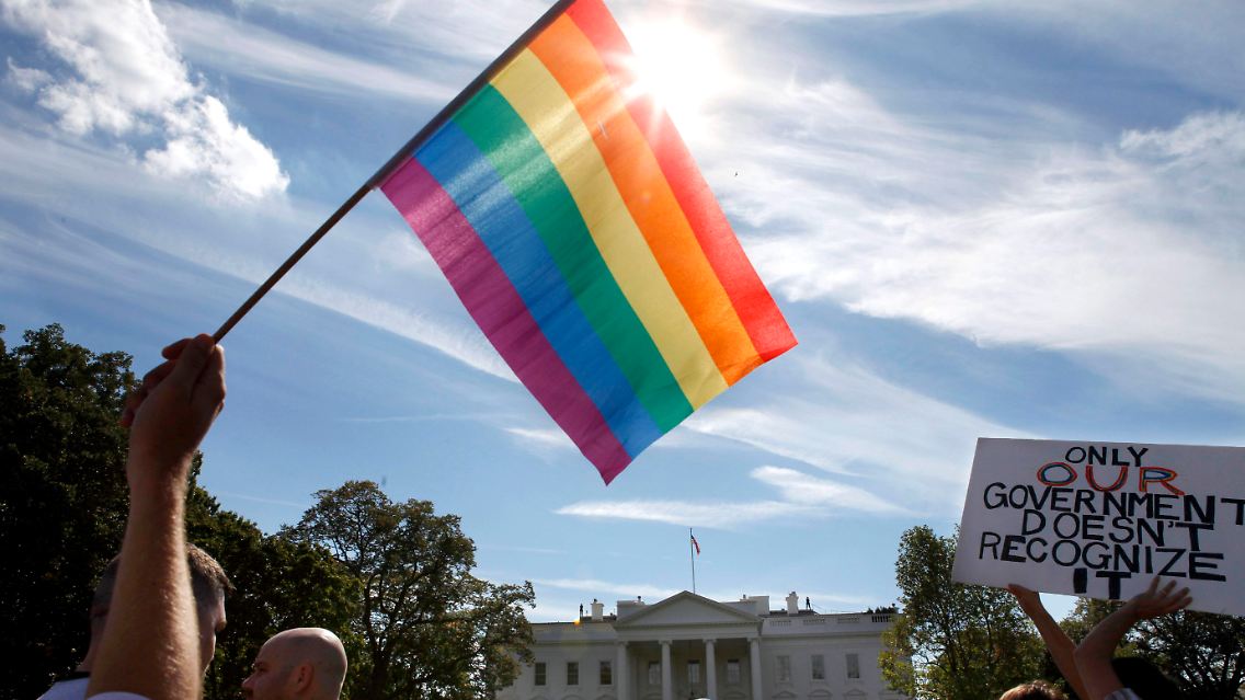 "Gleiche Rechte überall in den USA", fordern die Homosexuellen.