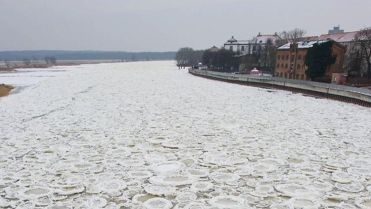 Eisschollen auf der Oder.