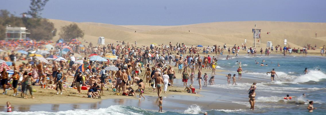 Gewimmel am Strand von Maspalomas.