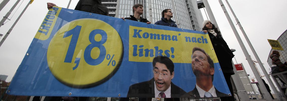 Wer den Schaden hat, braucht für den Spott nicht zu sorgen: Jusos beim letzten FDP-Bundesparteitag im November 2011.