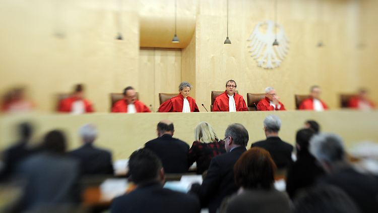 Der Zweite Senat des Bundesverfassungsgerichts bei der Urteilsverkündung.