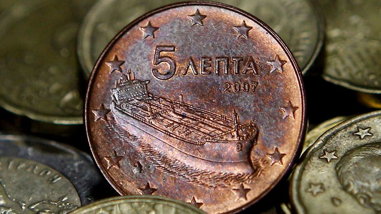 Fünf griechische Euro-Cent.