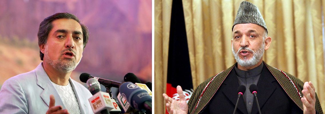 Herausforderer Abdullah (l.) und Amtsinhaber Karsai wollen nicht miteinander regieren.