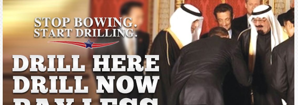 Werbung auf Gingrichs Webseite: Obama, wie er sich vor den Scheichs verbeugt.