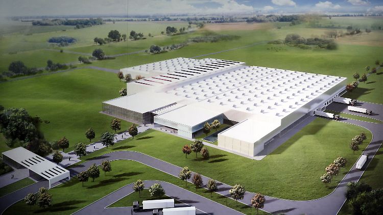 Modellzeichnung des geplanten Nestlé-Werks in Schwerin.
