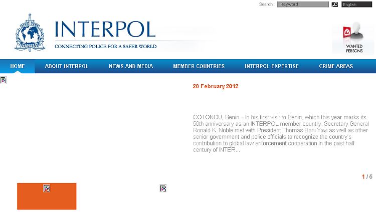 Läd langsam, ohne Bilder oder gar nicht: Die Website von Interpol.